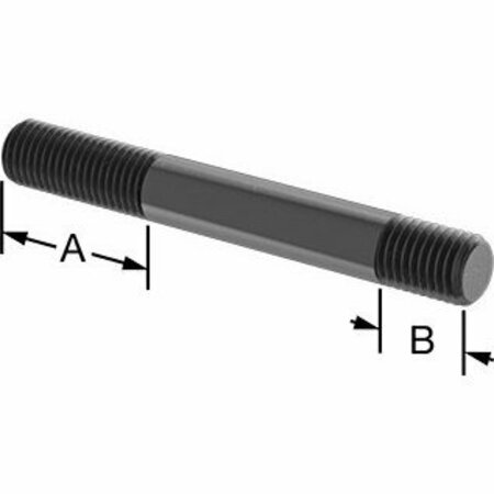 BSC PREFERRED Black-Oxide Steel Threaded on Both Ends Stud 3/4-10 Thread Size 6 Long 2 and 1 Long Threads 91025A859